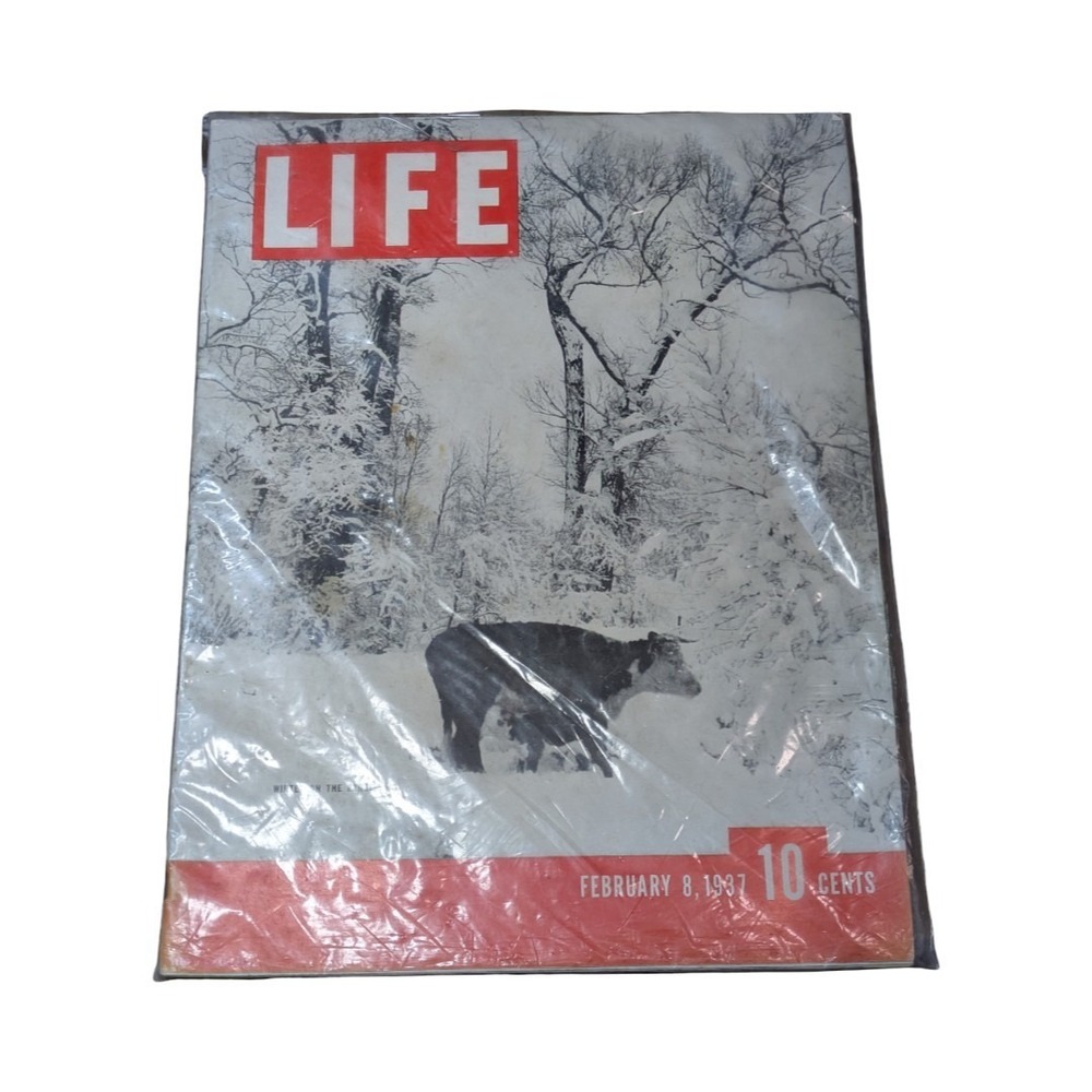 vintage Life Magazine from February 8, 1937, featuring a Wyoming winter scene